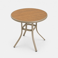 Table de bistrot extérieure ronde en métal noir européen antirouille avec plateau à lattes pour jardin, balcon et usage commercial