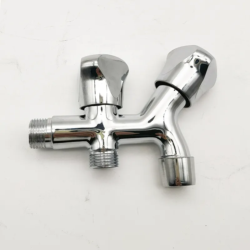 New Silver Tap Zinc Extended Faucet Geeignet für Double Outlet Waschmaschine und Mop Pool Zwei-Wege-Dusche