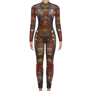 <span class=keywords><strong>Mono</strong></span> ajustado de manga larga con cuello redondo y <span class=keywords><strong>estampado</strong></span> de malla para mujer, sexy y transparente - Product Image 4
