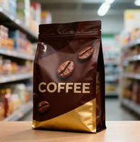 Sacs à café personnalisés, résistants à la chaleur, de qualité alimentaire, noir mat, ODM&OEM, avec fermeture éclair sur le dessus, pour la fraîcheur