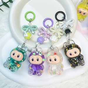 Colorful Liquid Keychain Cartoon Doll Quicksand Key Chain 3D Doll Keychains Wholesale Bag Ornament Key Chain Promotional Gifts