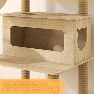Arbre à chat multifonctionnel en bois massif de qualité supérieure avec capsule spatiale, berceau spatial et poteaux à gratter pour le jeu des chats - Product Image 6