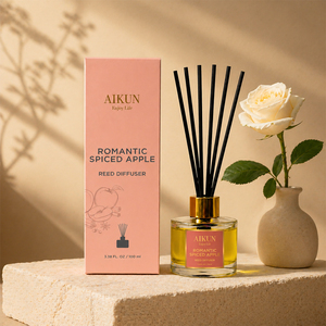 Aikun 100ml <b>Clear</b> Glass Foil Logo Pink <b>Box</b> Moq Fast 3 Day Sample 7 Day Ship Any Scent Lasting Reed Diffuser Set for Startup - Product Image 1