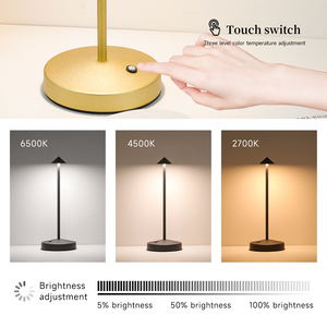 Lampada da Tavolo Senza Fili in Metallo Dorato Stile Moderno Dimmerabile con Batteria Ricaricabile USB Lampade LED per Arredo Casa Idea Regalo di Lusso - Product Image 6