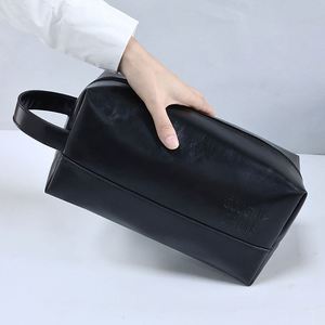 Custom Logo Vegan PU Leather Travel for <b>Toiletry</b> Bag High Capacity Portable Makeup <b>Storage</b> with Zipper Closure for Men - Product Image 3