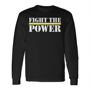 T-shirt a maniche lunghe Fight The Power con citazione motivazionale e di potenziamento - Product Image 3