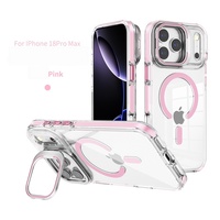 Coque de protection transparente magnétique anti-chute avec support d'objectif pour iPhone 18 Pro Max, compatible avec les coques de téléphone iPhone 17, 16, 15, 14, 13