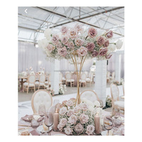 Support de fleurs en métal doré brillant pour mariage romantique, centre de table, support de fleurs pour décoration de table