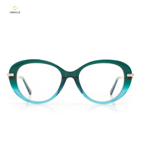 OMELLE-Lunettes de lecture unisexes de haute qualité en acétate ovale de couleur turquoise, monture complète, marque de luxe, haute définition