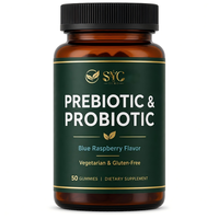SYC BIO Gommes vitaminées prébiotiques et probiotiques pour adultes, soutien au mode de vie équilibré, 50 unités, framboise bleue, marque privée, OEM, ODM, en vrac