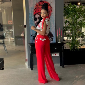 2024 Summer New Fashion Casual Suit for European American Women Lapel Short Sleeve Shirt Wide Strap <b>Pants</b> Woven Solid Pattern - Product Image 5