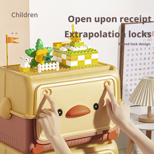 Dễ Thương Stackable Nhựa Trẻ Em Lưu Trữ Hộp Nhà Tổ Chức Đồ Chơi Tổ Chức Lớn Lưu Trữ Thùng Phim Hoạt Hình Xây Dựng Khối Lưu Trữ Hộp - Product Image 3