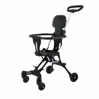 Poussette multifonctionnelle pour bébé et tout-petit avec cadre en acier inoxydable, pliable, barre de sécurité, tige de poussée, capacité de charge de 15 kg, idéale pour les voyages