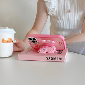 3D Màu Hồng Bướm Dễ Thương Trường Hợp Điện Thoại Với Đứng Điện Thoại Bìa Cho Iphone 16 Pro Max 14 15 Cộng Với Đầy Đủ Chống Sốc Điện Thoại Bìa - Product Image 3