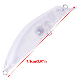 Leurre de pêche Minnow non peint de 7,8 cm et 5,7 g, vierge, pour bricolage, avec billes d'acier, Wobbler pour achigan, brochet, et lucioperca - Vente en gros - Product Image 5