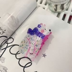 Pinces à cheveux personnalisées de haute qualité, motif dessin animé mignon, en acrylique, 8 cm, grandes, pour femmes et filles, nouveau design, pinces à cheveux en forme de lapin, accessoires pour cheveux - Product Image 5