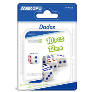 Set di 10 dadi bianchi da 12mm per giochi da tavolo e istruzione per giochi di dadi - Product Image 1