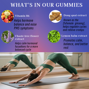 ราคาขายส่ง วิตามินกัมมี่ PMS สำหรับสุขภาพผู้หญิง ช่วยลดความอยากอาหาร ผลิตภัณฑ์เสริมอาหารจากชาเขียวธรรมชาติและเลมอนบาล์ม - Product Image 6