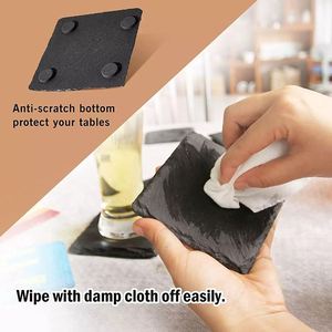 Wholesale Non-Slip Cup Mat Slate <b>Coasters</b> with Engraving Logo <b>Drink</b> <b>Coasters</b> Stone Slate <b>Coasters</b> Custom Logo Round Blank Gift B - Product Image 5