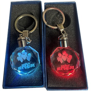 Custom 3D Happy Birthday LED Glass Keychain Creative Birthday Balloon Lightweight Letterpress Printed Gift & Giveaway