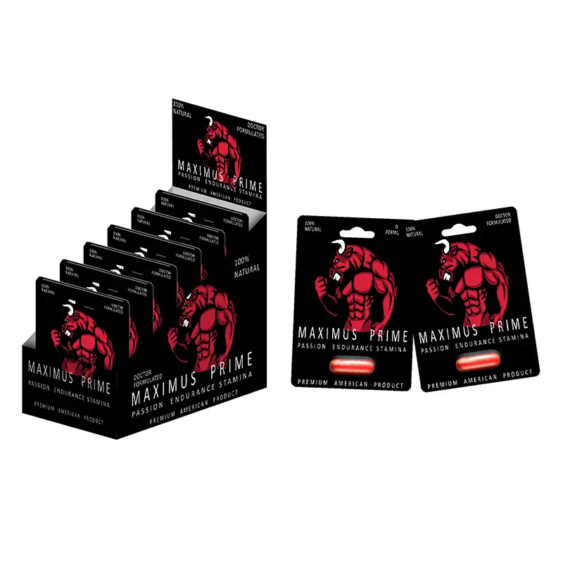 Kapsel flasche Rhino Pills Karten Erektile Dysfunktion Männliche sexuelle Verbesserung Pillen Flasche 3D-Karte Display Box Verpackung