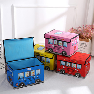 Cartoon Auto-förmige Kinder Aufbewahrung sbox Kinder Faltbare Vlies Kleidung und Spielzeug <span class=keywords><strong>Organizer</strong></span> Laminated Recta ngle Design - Product Image 1