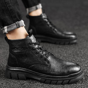 Botas de tobillo de cuero genuino antideslizantes 2026 para hombre, zapatos de cuero de moda de media caña con suela gruesa y elevación para aumentar la altura - Product Image 1