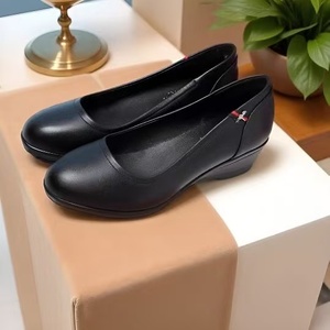 Dernières tendances de la mode, talons compensés confortables pour femmes, en cuir, antidérapants, sexy et chics, <span class=keywords><strong>chaussures</strong></span> de bureau <span class=keywords><strong>noires</strong></span> - Product Image 5
