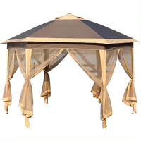 Gazebo de jardin de luxe de haute qualité, imperméable, avec moustiquaire, structure en alliage d'aluminium, double revêtement PVC