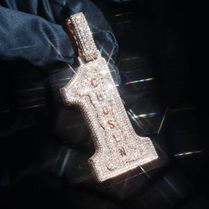 Ciondolo Personalizzato Stile Hip Hop con Iniziale e Numero 1 in <span class=keywords><strong>Argento</strong></span> Sterling S925 con Moissanite VVS Colore <span class=keywords><strong>D</strong></span> per Uomo e Donna con Certificato - Product Image 3