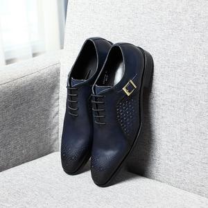 Chaussures habillées pour hommes en cuir véritable de luxe, bout carré, chaussures Oxford italiennes modernes haut de gamme, chaussures de bureau avec fonction antidérapante - Product Image 4