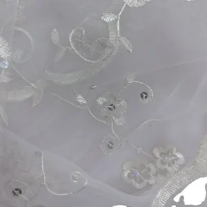 100% polyester cristal organza broderie tissu design de mode