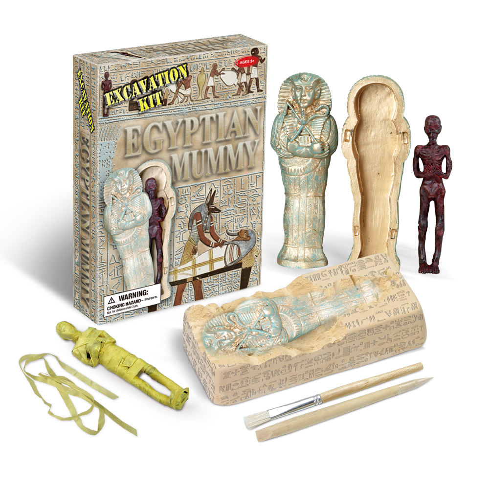 儿童设计古生物学家益智玩具茎diy考古挖掘发现埃及木乃伊发掘套件为