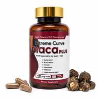Maca Plus Curves Extreme Nutrition, capsules à base de maca pour les fesses et les hanches, 60 unités, faible teneur en gras, aromatisées, flacon, fabricant OEM