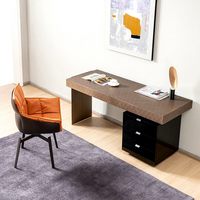 DAZOOHOME Bureau Moderne Minimaliste de Luxe Léger en MDF avec Surface en Panneau Artificiel, Table de Maquillage pour Étudiant, Bureau d'Ordinateur avec Rangement