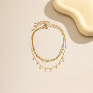 Collier pendentif en pierre multicolore plaqué or Collier multicouche pour femme Cadeau - Product Image 2