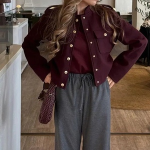 Best-seller de la mode féminine : Veste courte rétro à col montant et double boutonnage - Product Image 1