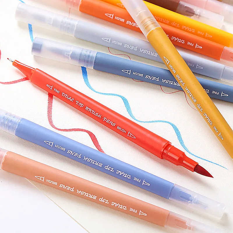 Prezzo di fabbrica pennarello a doppia testa 48 colori pennarelli ad acquerello set pennarelli artistici con penna a doppio pennello