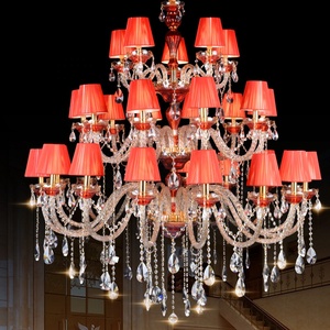 Lámpara de Araña de Cristal de Lujo <span class=keywords><strong>con</strong></span> Detalles en Cristal Rojo, Estilo Europeo, para Salón de Banquetes, Vestíbulo de Hotel - Product Image 2