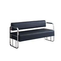 Canapé d'attente moderne en cuir PU, banc de réception client avec structure en acier inoxydable pour salon de coiffure et institut de beauté