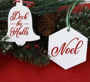 Adornos acrílicos de Navidad, adornos de brillantina personalizados artesanales, color negro, para venta al por mayor - Product Image 6