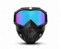 Lunettes tactiques amovibles avec masque facial, équipement de ski coupe-vent anti-buée pour adultes, design sportif unisexe, noir