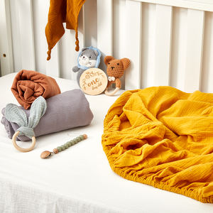 Drap-Housse Coton Mousseline Neutre pour Lit Bébé, Housse de Matelas Solide pour Berceau - Product Image 3