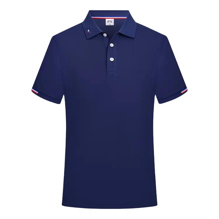 Erkekler için yaz nefes rahat Premium siyah kısa kollu Polo t shirt