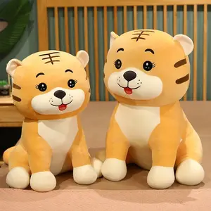 Grosir mainan boneka hewan harimau mewah hadiah Model jelas anak-anak menemani mainan mewah harimau