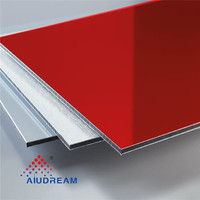 Panneau composite en aluminium rouge de 2 à 12 mm, revêtement mural extérieur sans cadre, ignifuge, Alucobond ACM ACP pour extérieur