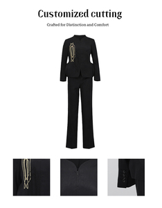 Conjunto de Blazer y Pantalones de Oficina para Mujer, Color Negro, Personalizado OEM ODM - Product Image 4