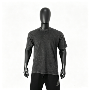 เสื้อยืดคอกลมแขนสั้นผ้าฝ้าย 100% ทรงวินเทจแบบซักล้างสำหรับผู้ชาย  รับสกรีนโลโก้ด้วยเทคนิค DTG - Product Image 1