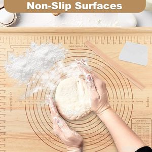 带卷尺的木制糕点盘，包括揉面板、擀面杖、多用途面团盘套装 - Product Image 6