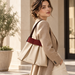 Sac à bandoulière plissé blanc en cuir PU, texture simple, élégant, avec logo personnalisé, sac de soirée de luxe pour femme, OEM ODM - Product Image 6